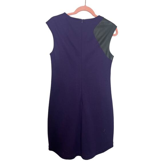 Trina Turk Dress Sheath Purple Black Leather Size 4 Short Sleeve abstract - Picture 3 of 11